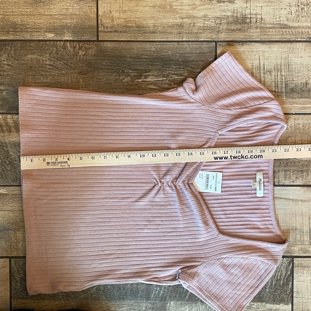 Madewell Ribbed Pink Blouse 🆕 - Picture 8 of 10